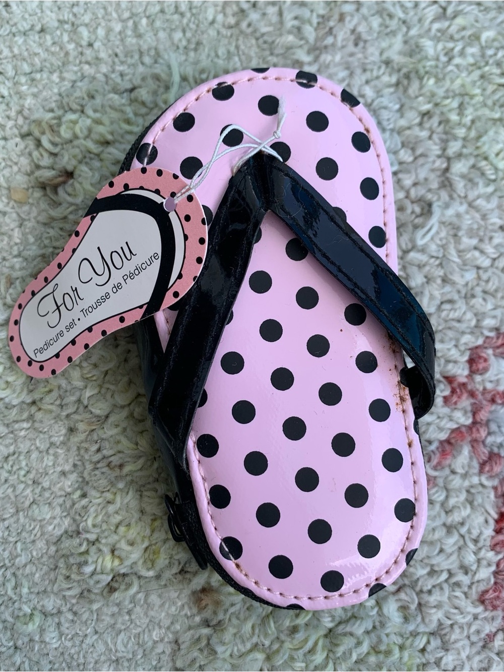 Kate Aspen Pink Polka Flip Flop 5-Piece Pedicure Set